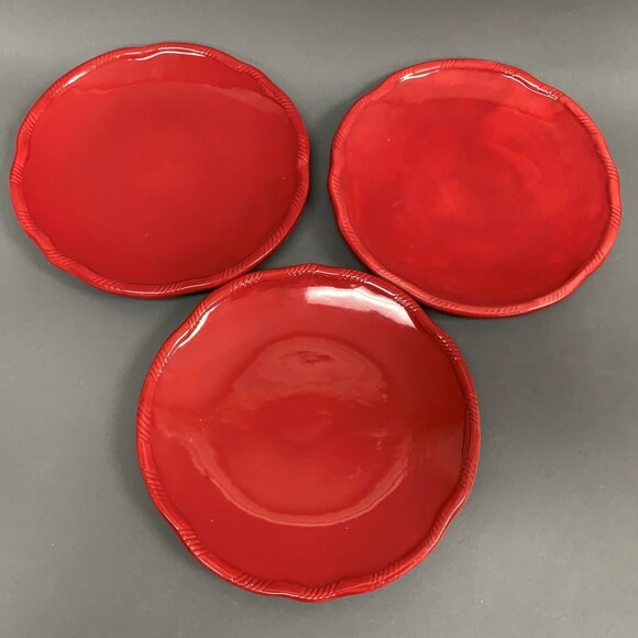 Other - Tracy Porter Jolly Ol Snowy Salad Plates Red Lot of 3